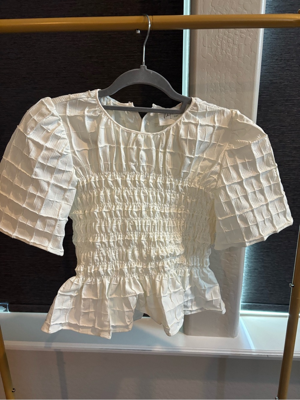 Boutique Women’s White Smocked Peplum Top
